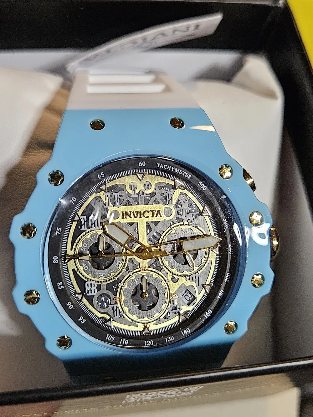 Invicta Racing Vaulthan Blue and Gold Chronograph Watch New In Box With Tags